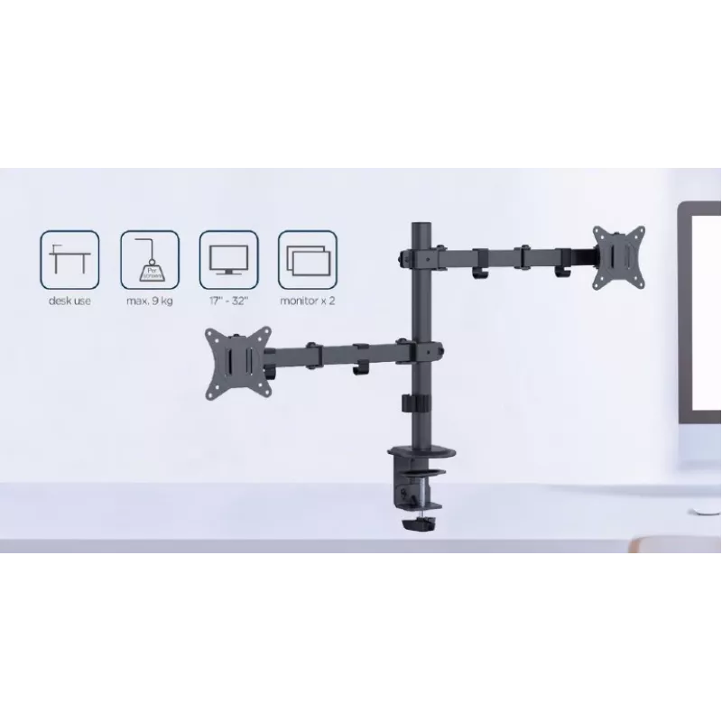 GEMBIRD brazo de monitor doble ajustable para escritorio, 17-32 pulgadas