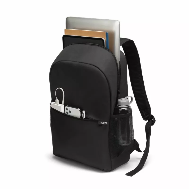 DICOTA Backpack One – mochila para portátil de 13-16 pulgadas – negro / poliéster PET reciclado 300d
