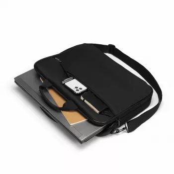 DICOTA Top Traveller One – funda para portátil de 13-14,1 pulgadas – negro / poliéster PET reciclado 300d