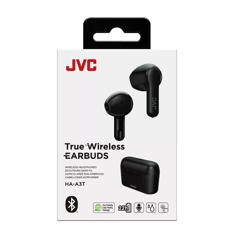 JVC HA-A3T-B-U auriculares intraurales True Wireless, Bluetooth, micrófono, 7,5 h de reproducción, negros