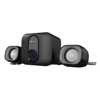 Minicadena de audio NATEC NGL-2111 — 3 W RMS, 2 altavoces, entrada de 3,5 mm, woofer de 7,62 cm, negro