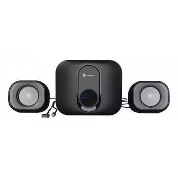 Minicadena de audio NATEC NGL-2111 — 3 W RMS, 2 altavoces, entrada de 3,5 mm, woofer de 7,62 cm, negro