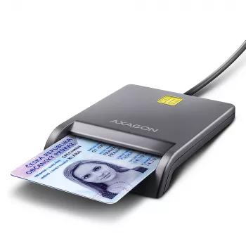 Lector de tarjetas inteligentes/ID Axagon CRE-SM3T USB-A, plano, USB 2.0, 1,3 m, Negro, 56 g