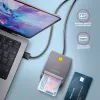 Lector de tarjetas inteligentes/ID Axagon CRE-SM3T USB-A, plano, USB 2.0, 1,3 m, Negro, 56 g