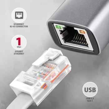 Adaptador Axagon ADE-TXPD USB-C Gigabit Ethernet con PD 100W