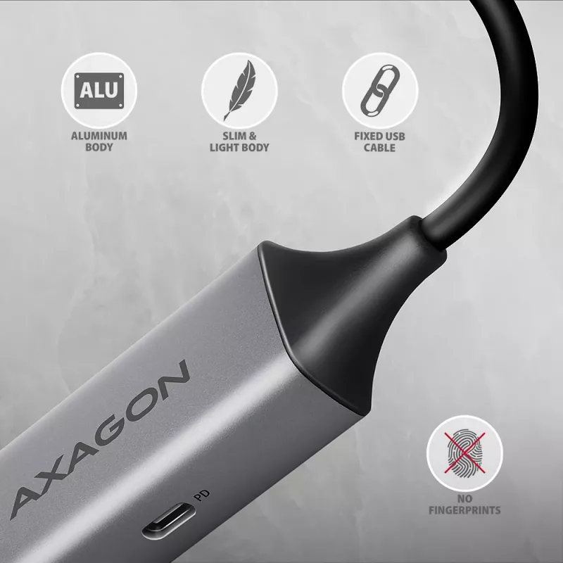 Adaptador Axagon ADE-TXPD USB-C Gigabit Ethernet con PD 100W
