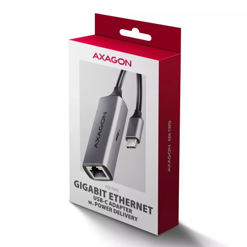 Adaptador Axagon ADE-TXPD USB-C Gigabit Ethernet con PD 100W