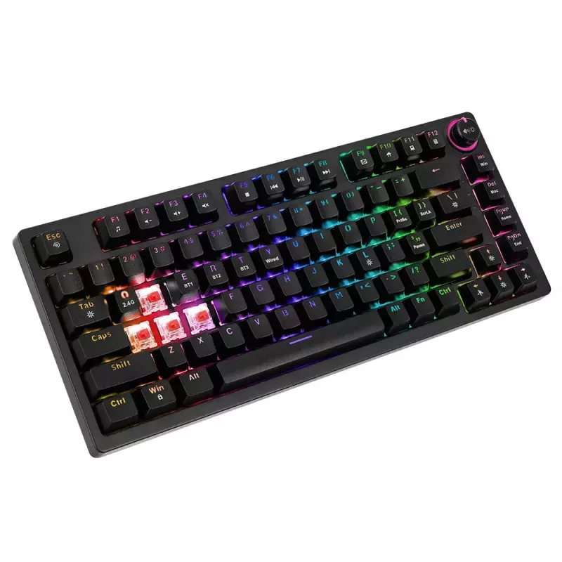 Teclado gaming Savio SAVGK-PHENIX Amarillo USB RF Wireless Bluetooth Mecánico 82 teclas RGB
