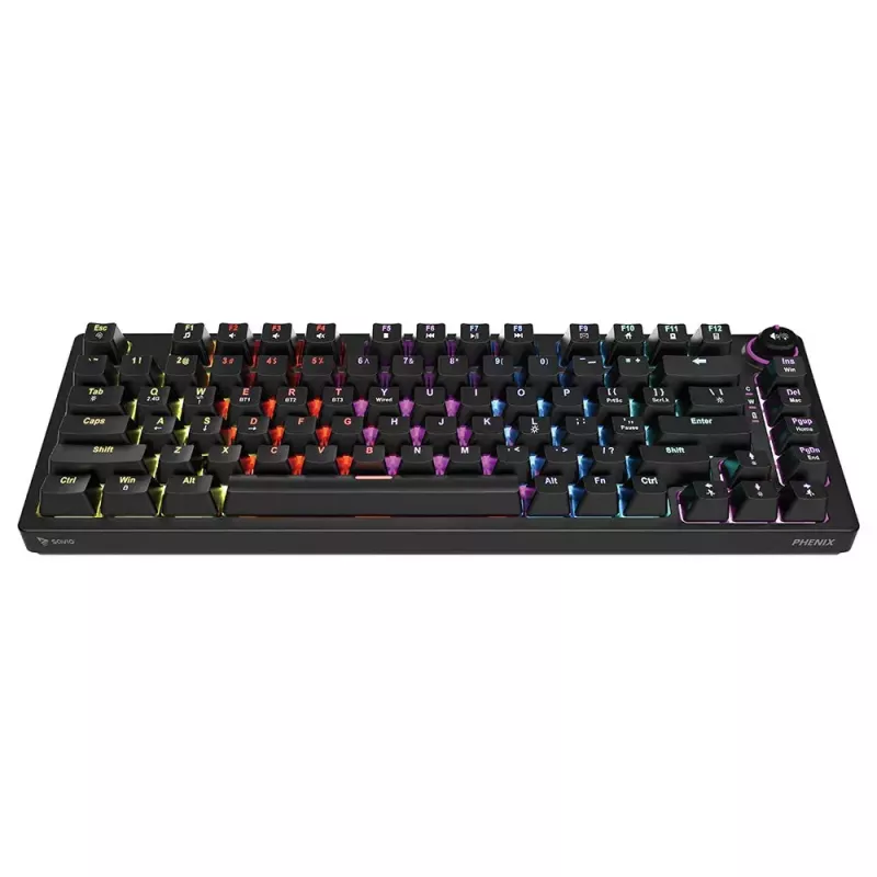 Teclado gaming Savio SAVGK-PHENIX Amarillo USB RF Wireless Bluetooth Mecánico 82 teclas RGB