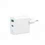 Gembird TA-UC-PDQC30L-W-01 cargador rápido USB GaN de 30 W con 2 puertos, 1x USB-C PD, 1x USB-A QC3.0, 100–240 V, LED, blanco