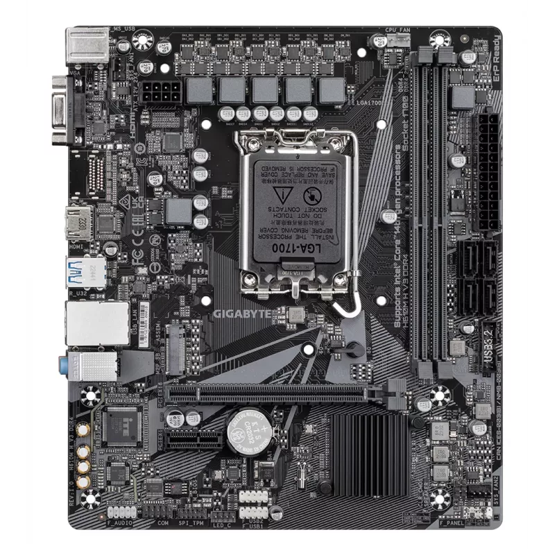 Placa base GIGABYTE H610M H V3 DDR4 - Compatible con CPUs Intel Core de 14.ª gen, VRM digital híbrido 4+1+1 fases, hasta 3200 MHz DDR4, 1x PCIe 3.0 M.2, GbE LAN, USB 3.2 Gen 1