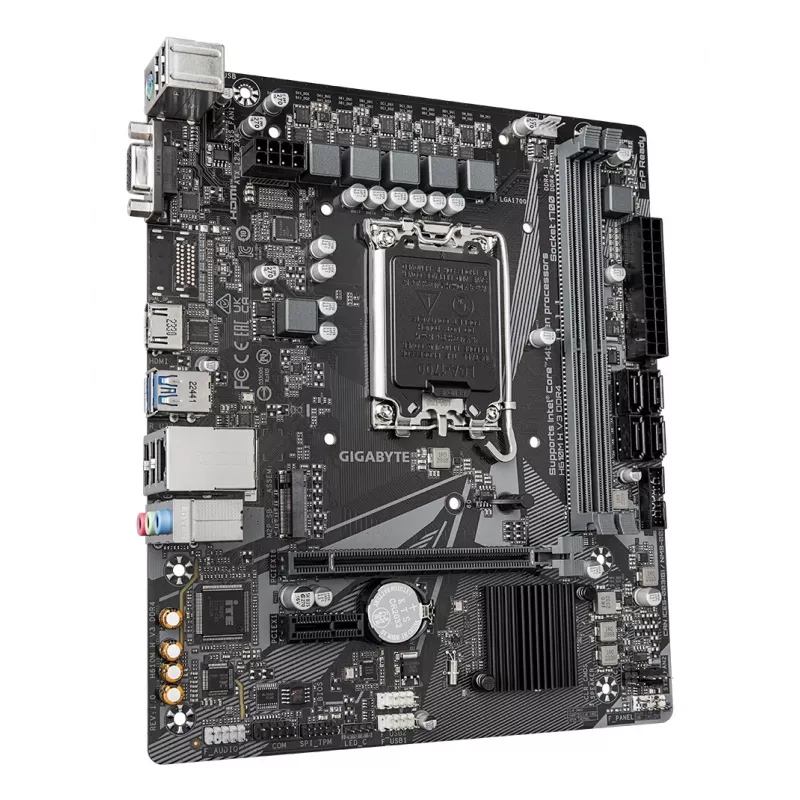 Placa base GIGABYTE H610M H V3 DDR4 - Compatible con CPUs Intel Core de 14.ª gen, VRM digital híbrido 4+1+1 fases, hasta 3200 MHz DDR4, 1x PCIe 3.0 M.2, GbE LAN, USB 3.2 Gen 1