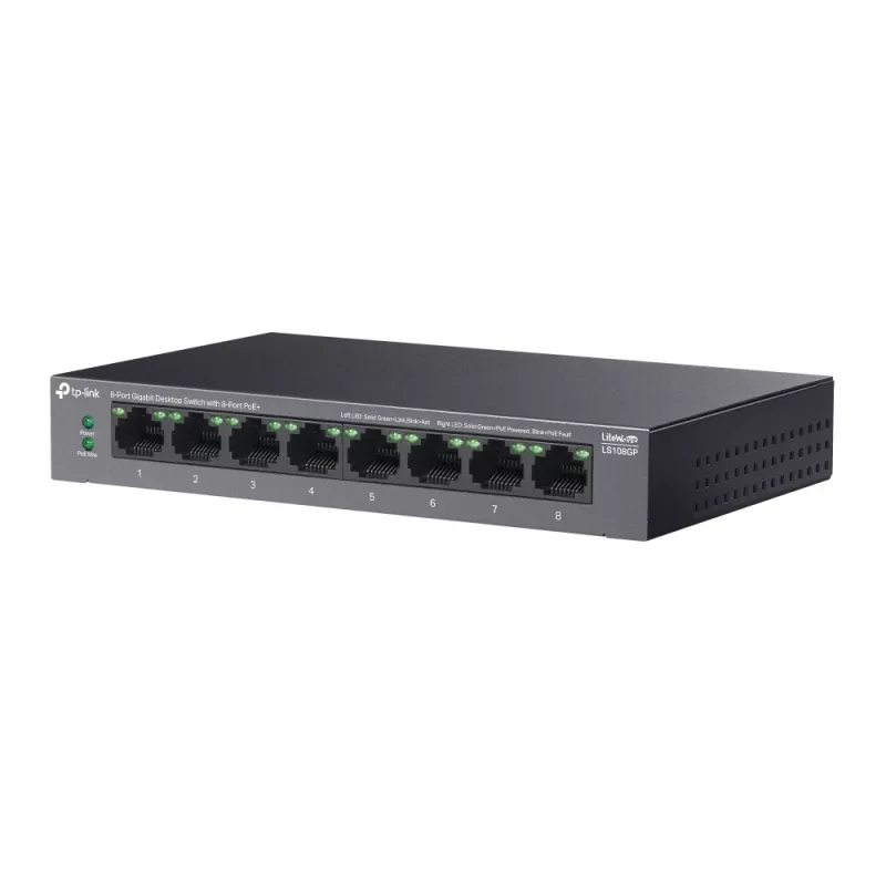Switch de sobremesa TP-Link LiteWave de 8 puertos Gigabit con 8 puertos PoE+
