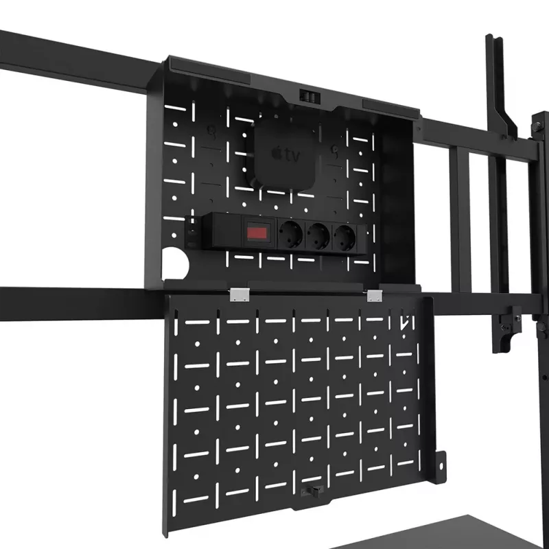 Neomounts MOVE Go XL FL50-575BL1 carro para TV 65-110 pulgadas, máx. 125 kg, altura regulable 129-139 cm, VESA 100x100-1100x600, bloqueable, certificado TÜV, negro