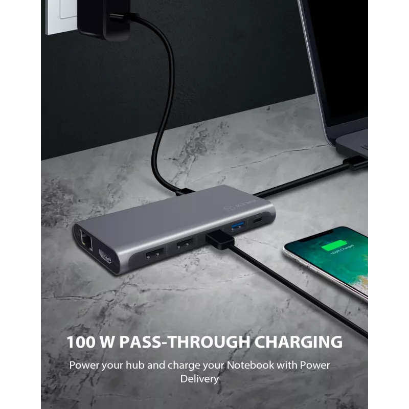 ICY BOX IB-DK4050-CPD con cable USB 3.2 Gen 1 (3.1 Gen 1) Type-C antracita