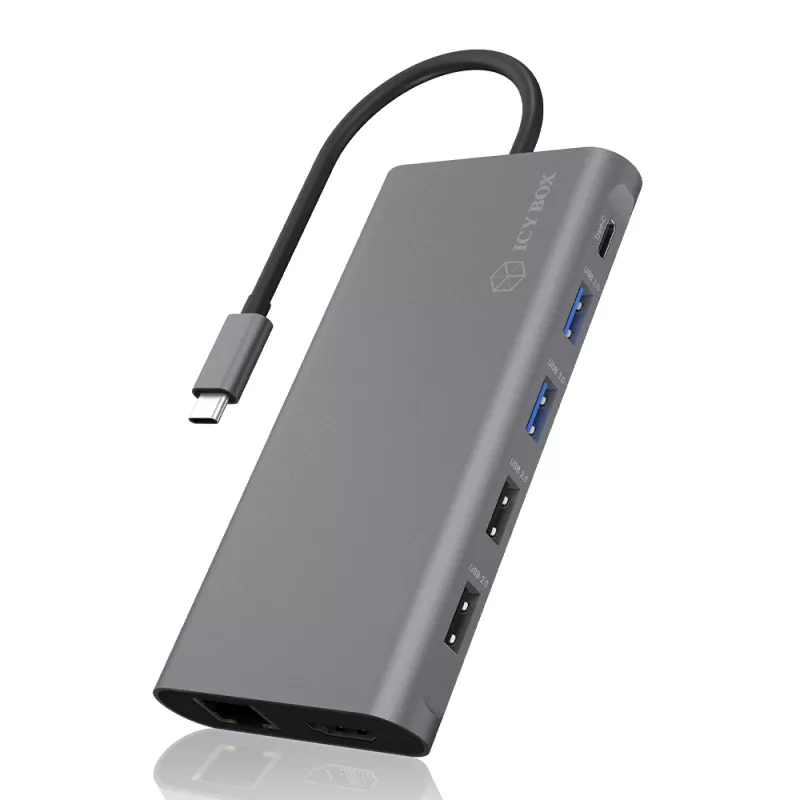 ICY BOX IB-DK4050-CPD con cable USB 3.2 Gen 1 (3.1 Gen 1) Type-C antracita