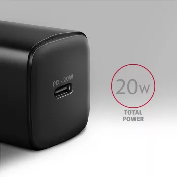 Cargador de pared Axagon ACU-PD20 1x QC3.0/AFC/FCP/PD Type-C 20W negro