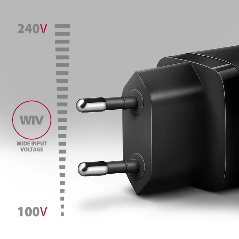 Cargador de pared Axagon ACU-PD20 1x QC3.0/AFC/FCP/PD Type-C 20W negro