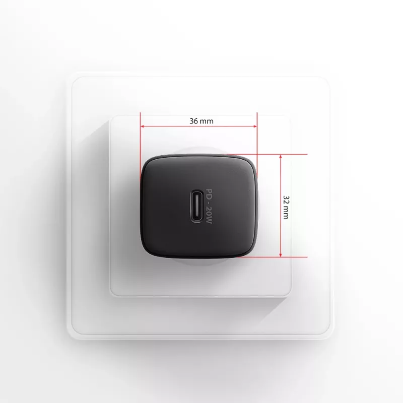 Cargador de pared Axagon ACU-PD20 1x QC3.0/AFC/FCP/PD Type-C 20W negro