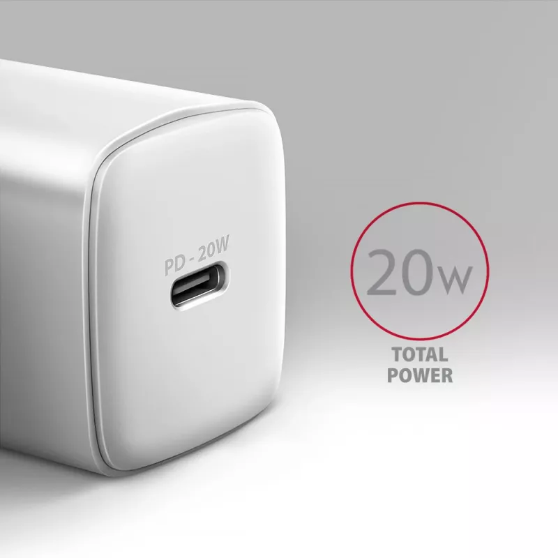 Cargador de pared Axagon ACU-PD20W 1x QC3.0/AFC/FCP/PD Type-C 20W blanco