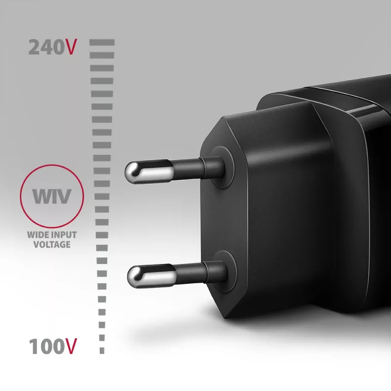 Cargador de pared Axagon ACU-PD30 PD3.0 y QC4+ 1x salida 30W, interior, AC, negro
