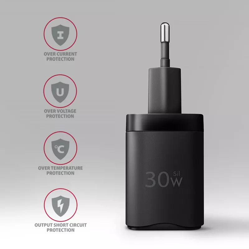 Cargador de pared Axagon ACU-PD30 PD3.0 y QC4+ 1x salida 30W, interior, AC, negro