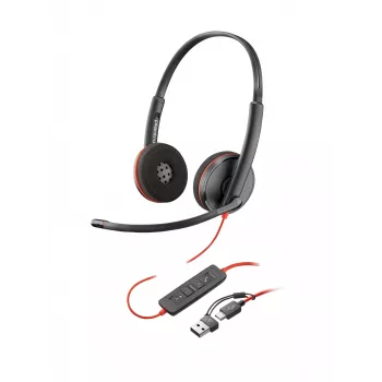 HP Poly Blackwire 3220 auriculares estéreo USB-C negros + adaptador USB-C/A (Bulk)