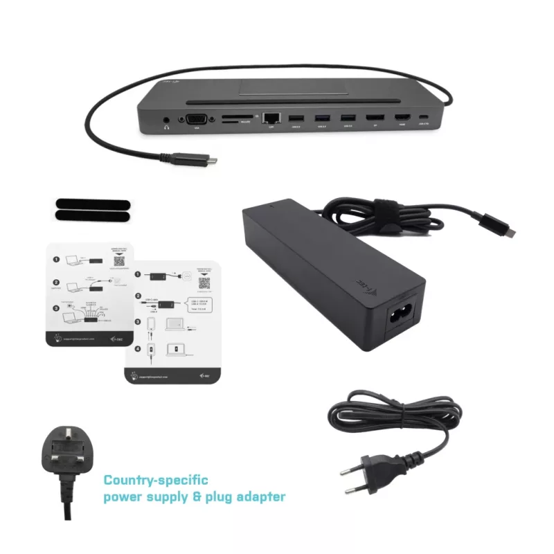 i-tec Metal SB-C Estación de acoplamiento ergonómica 4K 3x Display con Power Delivery 85 W + cargador universal 100 W