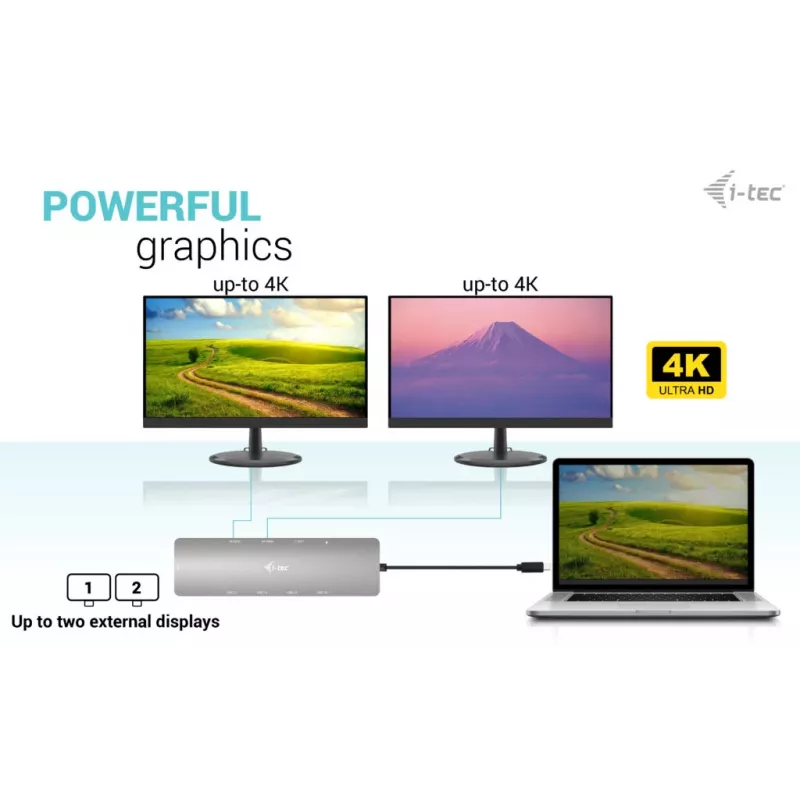 i-tec Metal USB-C Nano Estación de acoplamiento 2x Display con PD 100 W + cargador 100W