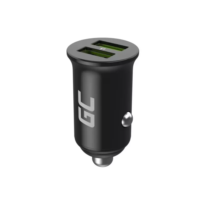 Green Cell GC PowerRide Nano36 CADM-GC-36AA cargador de coche 36 W 6 A, 2 × USB-A, carga rápida Ultra Charge, 12/24 V, negro
