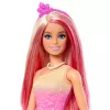 Barbie A Touch of Magic Muñeca Royal con cabello rosa y rubio, falda de mariposa y accesorios