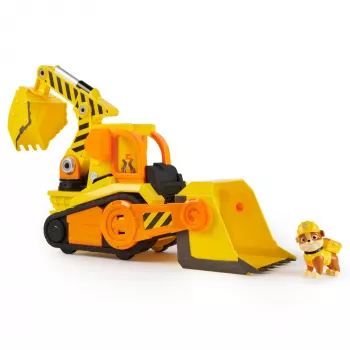 Rubble & Crew, Bark Yard Deluxe Bulldozer vehículo de construcción de juguete con luces, sonidos y figura de acción Rubble, juguete para niños y niñas a partir de 3 años