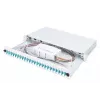 Caja de empalme de fibra óptica DIGITUS con tapa deslizante, 1U, equipada con 24x LC dúplex, incl. racor M 25, cassette de empalme OM3 pigtails de colores, adaptador
