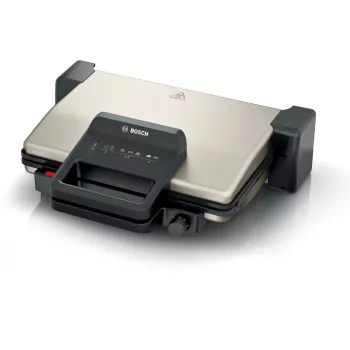 Parrilla de contacto Bosch TCG3302 2000W con placas cerámicas de 310x220 mm, termostato regulable, placas extraíbles aptas para lavavajillas