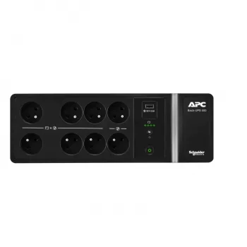 APC Back-UPS, 500VA/300W montaje en suelo/pared, 230V, 8x tomas francesas/belgas, conector USB Type-A, batería reemplazable por el usuario