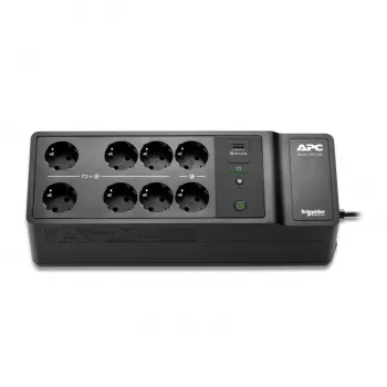 APC Back-UPS, 500VA/300W montaje en suelo/pared, 230V, 8x tomas Schuko CEE 7/3, conector USB Type-A, batería reemplazable por el usuario