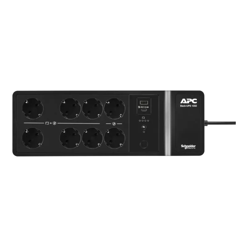 APC Back-UPS, 1050VA/600W montaje en suelo/pared, 230V, 8x tomas Schuko CEE 7/3, conector USB Type A+C, batería reemplazable