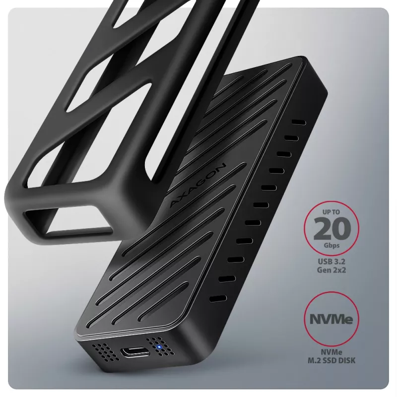 Axagon EEM2-20G USB-C 20Gbps - Caja blindada para SSD M.2 NVMe