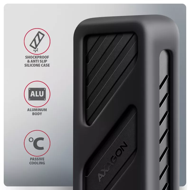 Axagon EEM2-20G USB-C 20Gbps - Caja blindada para SSD M.2 NVMe
