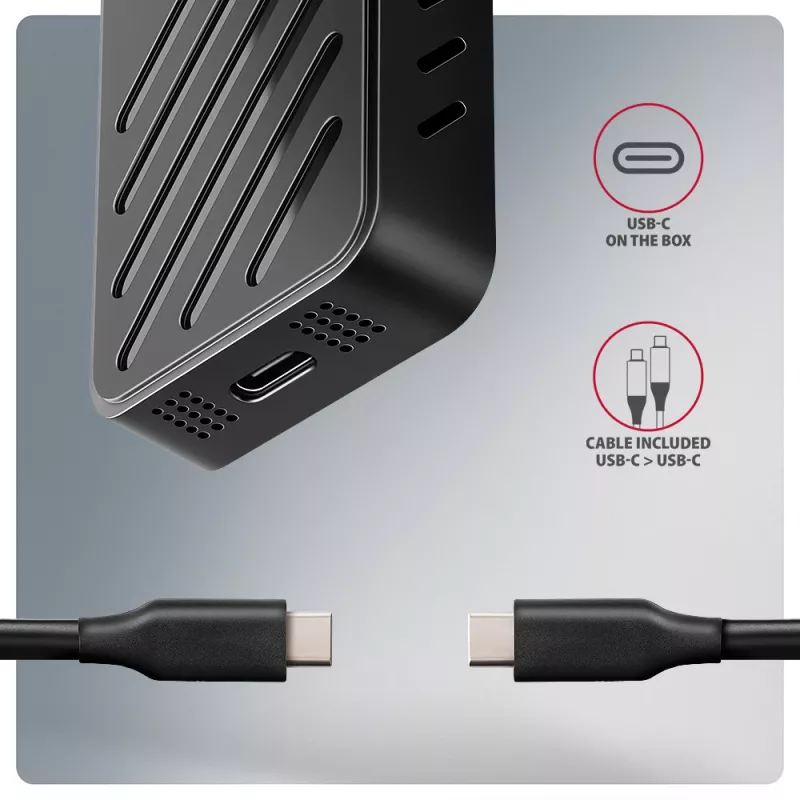 Axagon EEM2-20G USB-C 20Gbps - Caja blindada para SSD M.2 NVMe