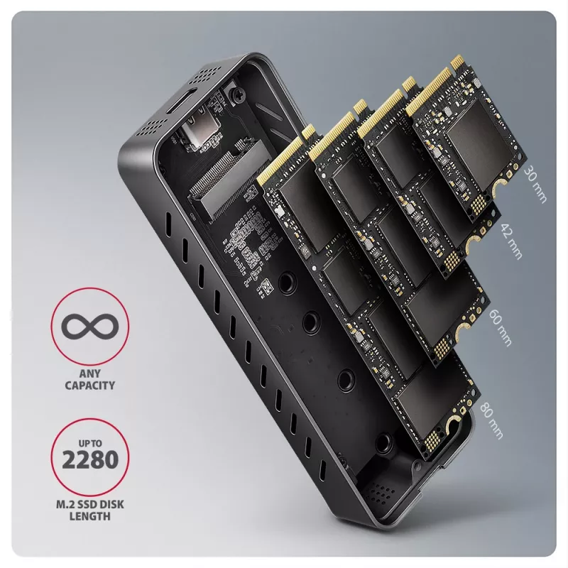 Axagon EEM2-20G USB-C 20Gbps - Caja blindada para SSD M.2 NVMe