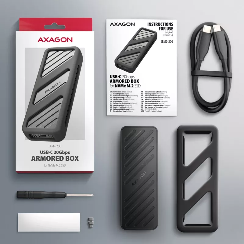 Axagon EEM2-20G USB-C 20Gbps - Caja blindada para SSD M.2 NVMe