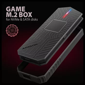 Axagon EEM2-GAM carcasa externa USB-C 10Gbps de metal para SSD M.2 NVMe y SATA. Sin tornillos
