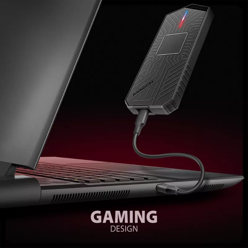 Axagon EEM2-GAM carcasa externa USB-C 10Gbps de metal para SSD M.2 NVMe y SATA. Sin tornillos
