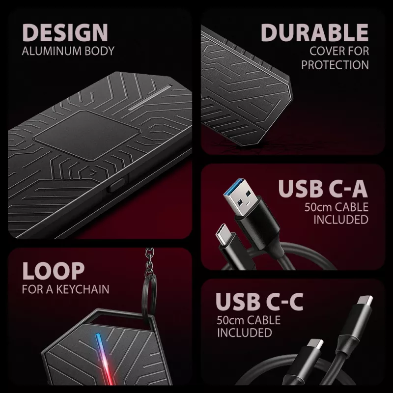 Axagon EEM2-GAM carcasa externa USB-C 10Gbps de metal para SSD M.2 NVMe y SATA. Sin tornillos