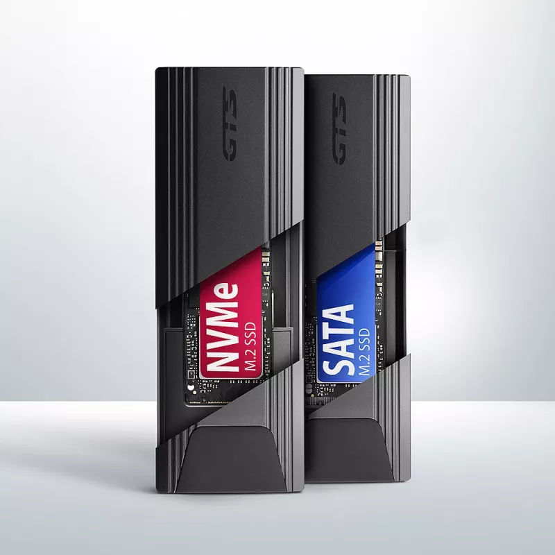 Axagon EEM2-GTS2 carcasa externa USB-C 10Gbit/s de metal para SSD M.2 NVMe y SATA. Sin tornillos