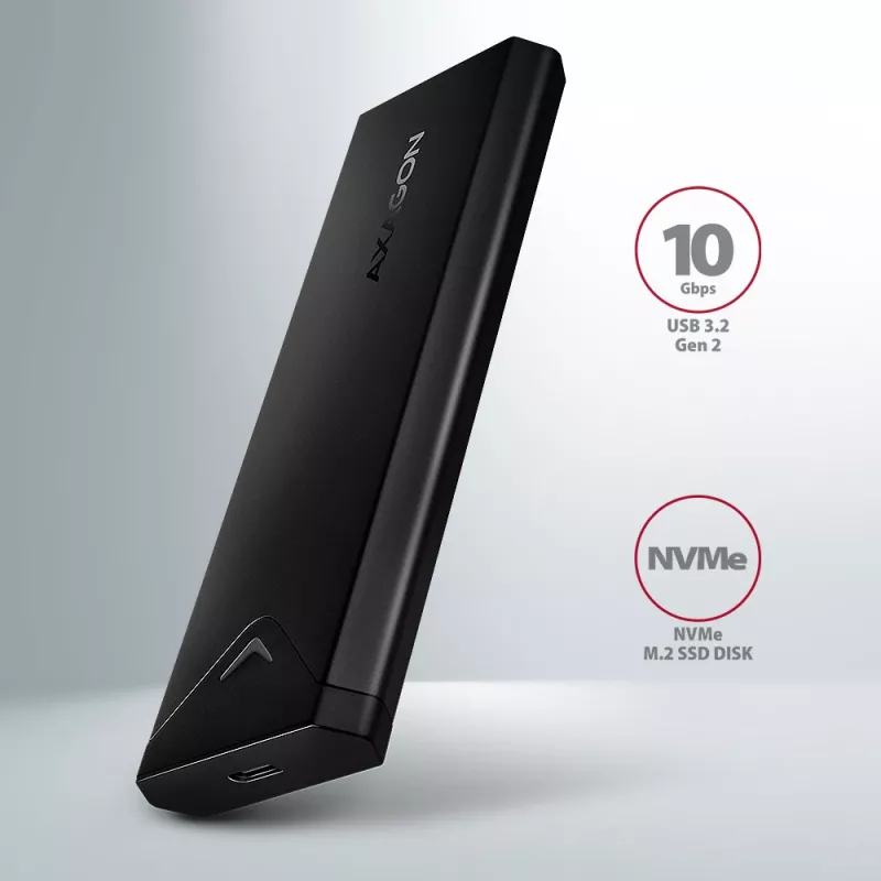 Axagon EEM2-UB2 carcasa externa USB-C 10Gbps de metal para SSD M.2 NVMe. Negro