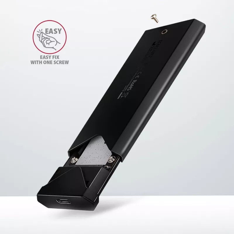 Axagon EEM2-UB2 carcasa externa USB-C 10Gbps de metal para SSD M.2 NVMe. Negro