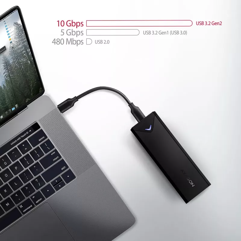 Axagon EEM2-UB2 carcasa externa USB-C 10Gbps de metal para SSD M.2 NVMe. Negro