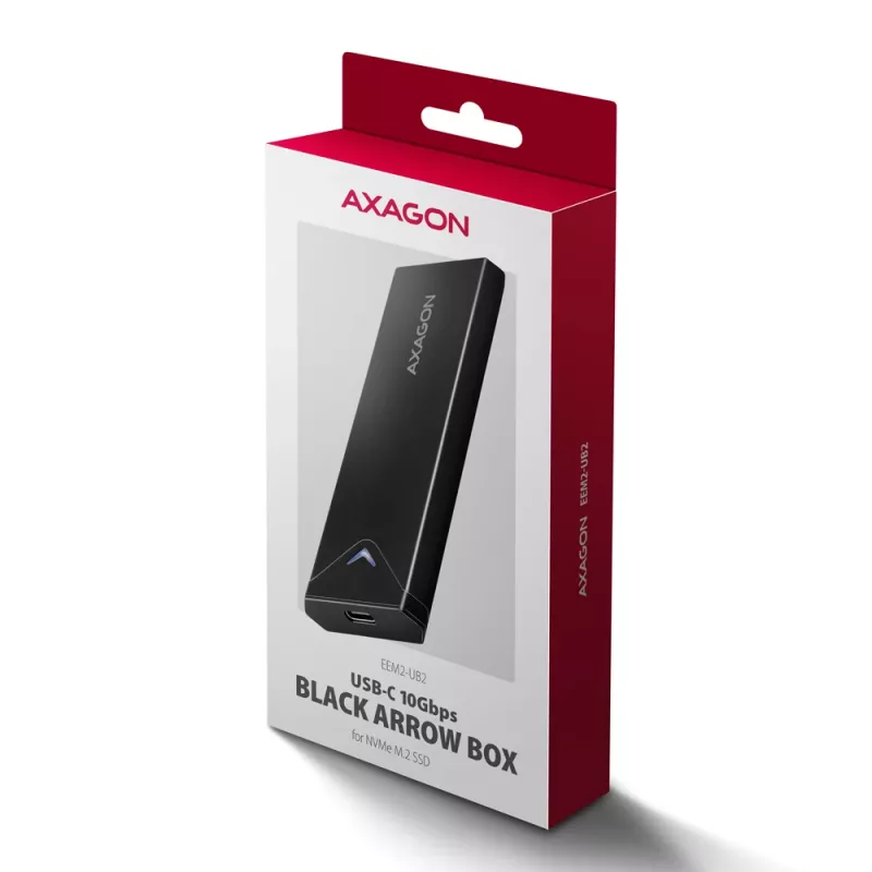 Axagon EEM2-UB2 carcasa externa USB-C 10Gbps de metal para SSD M.2 NVMe. Negro